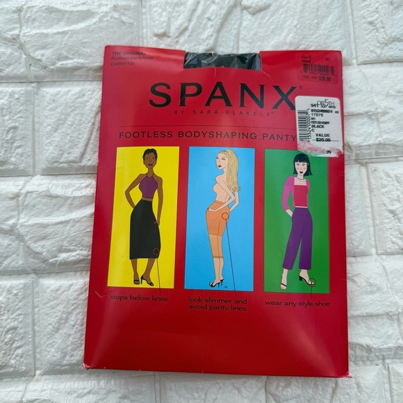 SPANX BY SARA BLAKELY FOOTLESS BODYSHAPING PANTYHOSE SIZE C BLACK - Picture 1 of 6
